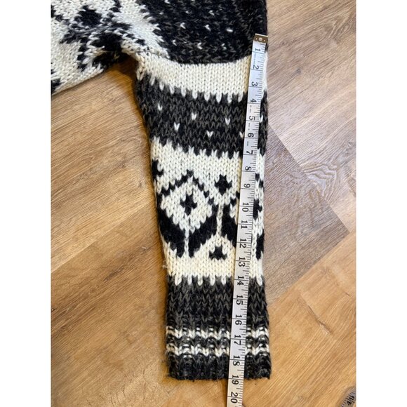 Free People Chunky Knit Fair Isle Black & White Cropped Sweater Medium - Picture 4 of 7